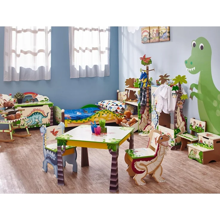 Fantasie-Felder - Dinosaurier Kingdom Hand Crafted Kinder Holz Schaukelstuhl TD-0076A – Bild 2