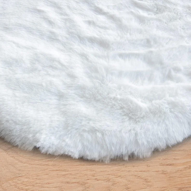 Teppich Kunstfell flauschig waschbar groß Wohnzimmer 240 cm Rund Weiß – Bild 9