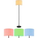 RGB LED Stehleuchte, Textil natur, schwarz, App-Steuerung, H 152 cm