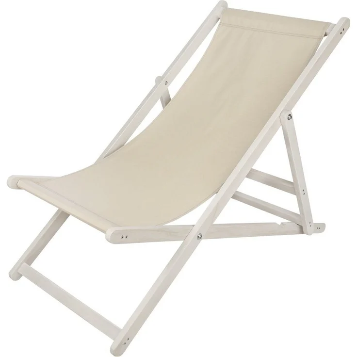 Liegestuhl Strandliege Weiß Gartenliege Klappbar Sonnenliege Strandstuhl Beige – Bild 1