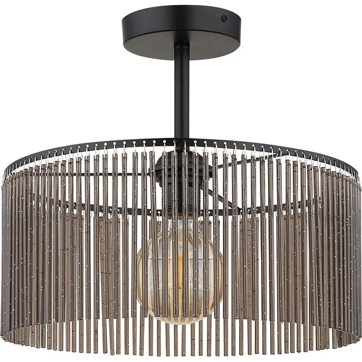 LED Deckenleuchte, schwarz matt, Acrylstäbe rauchfarben, H 32 cm – Bild 6