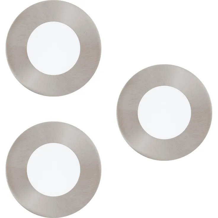 Eglo 94734 3 Stk. LED Einbauleuchte FUEVA 1 nickel-matt, 3x2,7W Ø85mm rund 3000K
