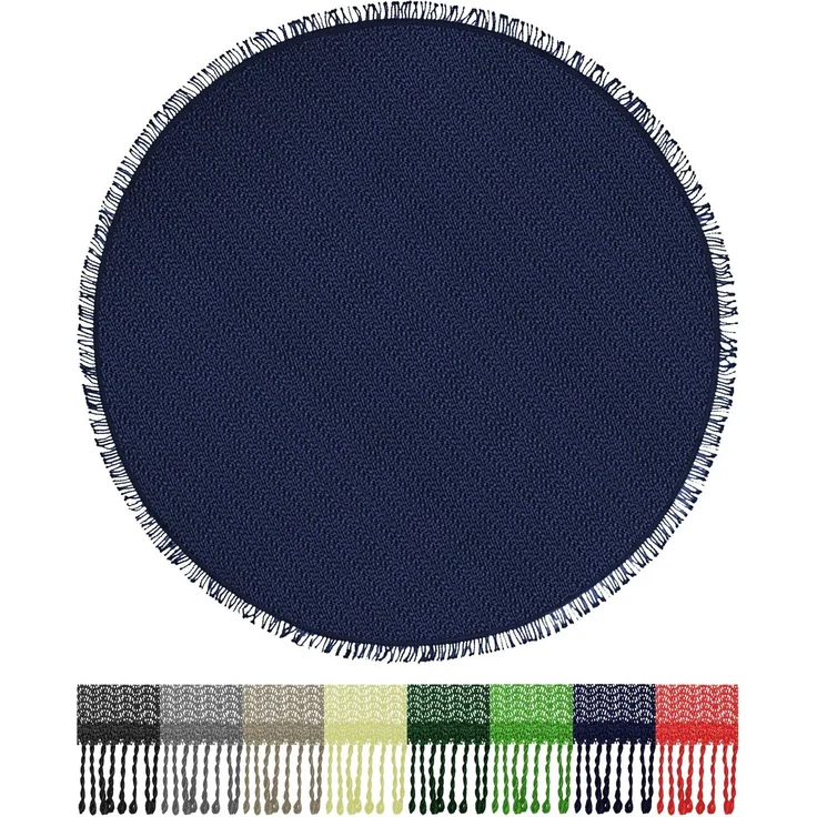 Brandsseller Gartentischdecke Ø 140 cm Tischdecke mit Fransen Outdoor Tischtuch rund Weichschaum für Garten, Terrasse, Balkon wetterfest rutschfest - Blau