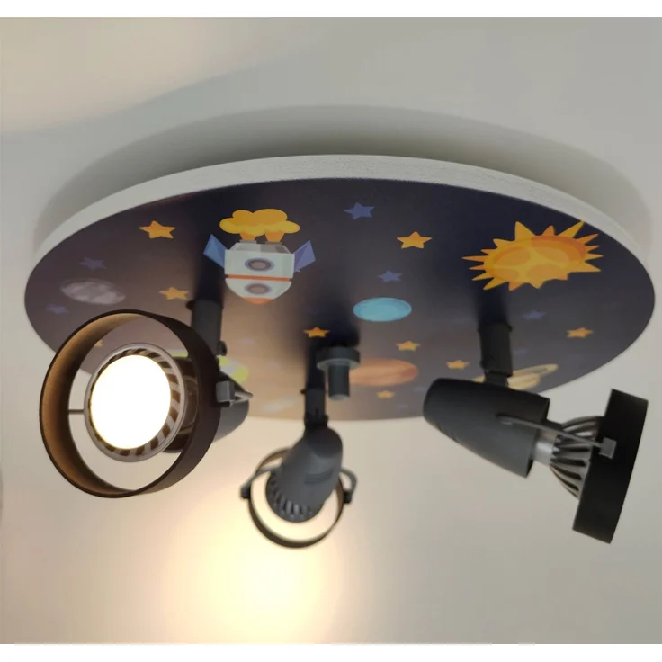 Coole Deckenlampe mit Weltall Motiv für Kinderzimmer 3 flammig schwenkbar Ø 35cm – Bild 4