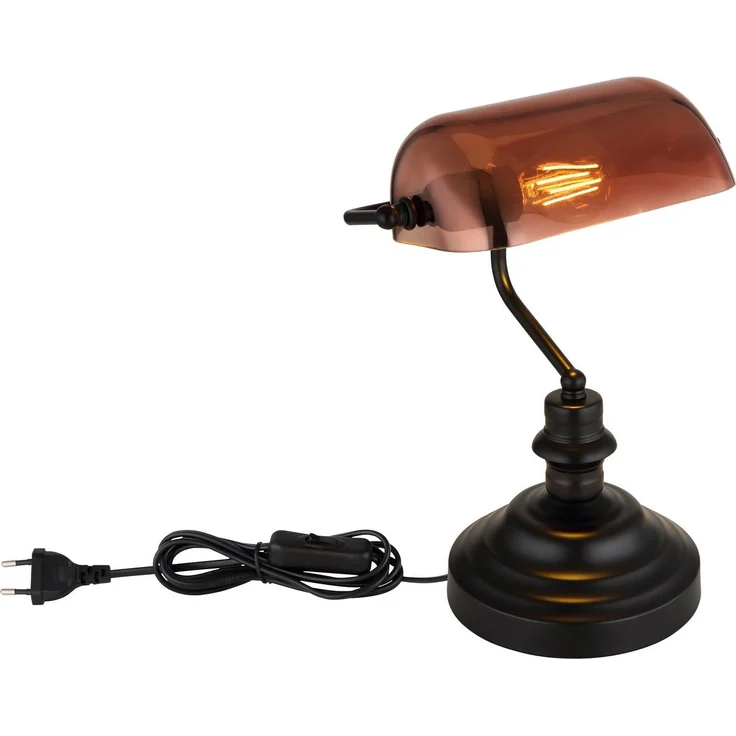 GLOBO LIGHTING Schreibtischlampe ANTIQUE, ohne Leuchtmittel, Klassische Schreibtischleuchte, Antik-look Tischleuchte, Bankerlamp – Bild 3