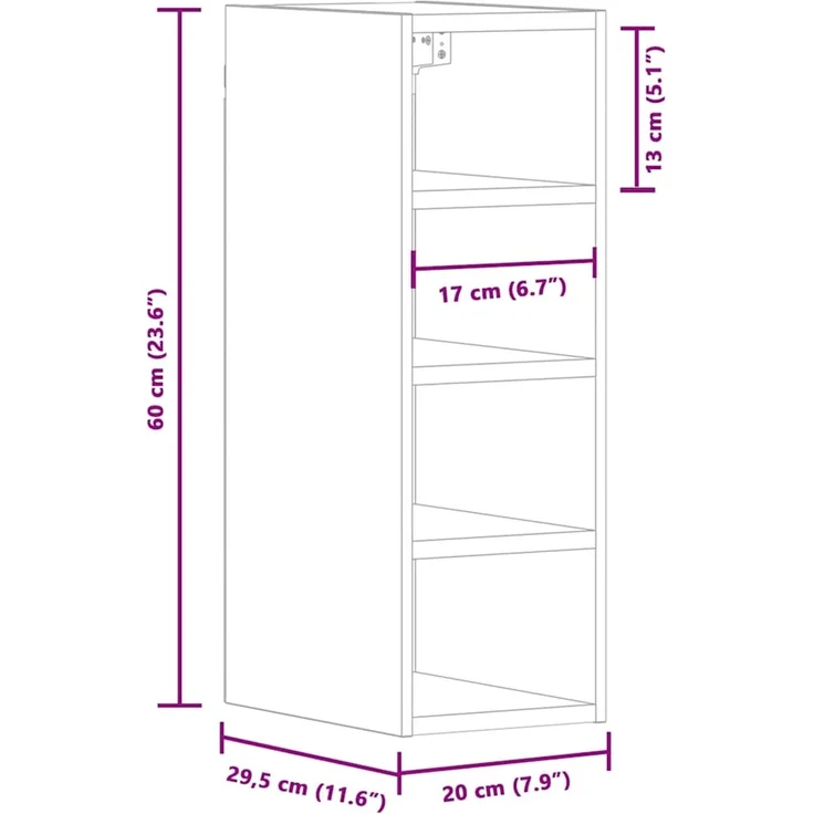 vidaXL Hängeschrank Riga Artisan-Eiche 20x29,5x60 cm Holzwerkstoff 854165 – Bild 9