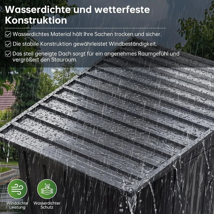 Aoxun Metallschuppen 122x63x94cm, öffnbare Vorder & Obertüren, Geräteschrank für Garten, Garage & Rasen, wetterbeständig, Schwarz – Bild 5