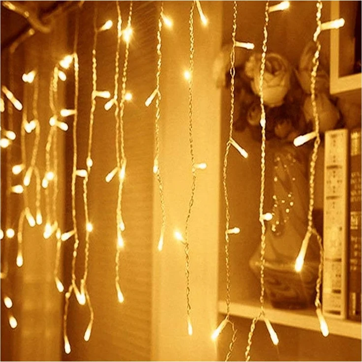 Salcar LED-Lichtervorhang LED Lichterkette Eisregen Lichtervorhang Weihnachtsdeko Aussen 8 Modi, mit Fernbedienung und Timer, Memory-Funktion 5m Warmeweiß – Bild 2