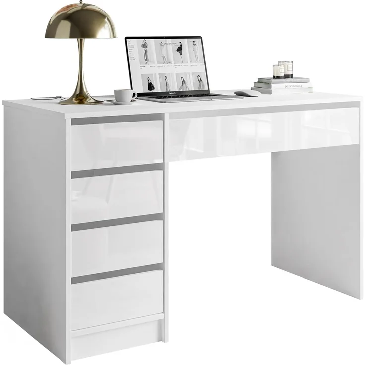 Lookway Schminktisch MADA GLOSS Schreibtisch mit Schubladen und Hochglanz Fronten (1x Schreibtisch), Breite: 120cm