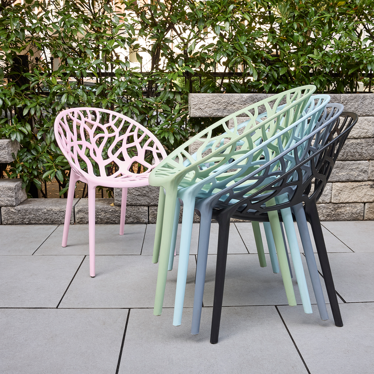 VOMO Stapelstuhl, Struckturdesign in Blau, Gestell: Polypropylen-Kunststoff – Bild 7