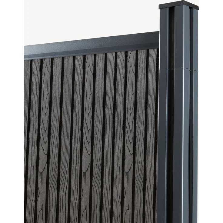 Gartenzaun Startermodul Grassano mit 2 Pfosten 185x180 cm WPC Grau [neu. holz] – Bild 6