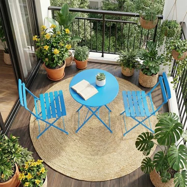 Bistroset 3-Teilig Mit Bistrotisch&2 Klappbaren Stühlen, Gartenmöbel Set – Bild 6