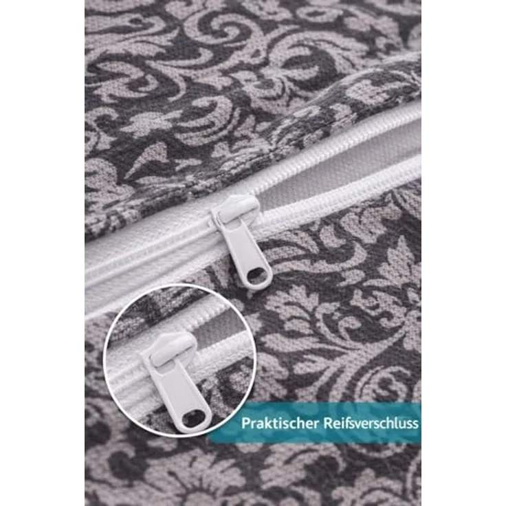 soma Biber Bettwäsche 2 teilig Bettbezug 135x200 cm Kopfkissenbezug 80x80 cm anthrazit Barock Blume – Bild 6