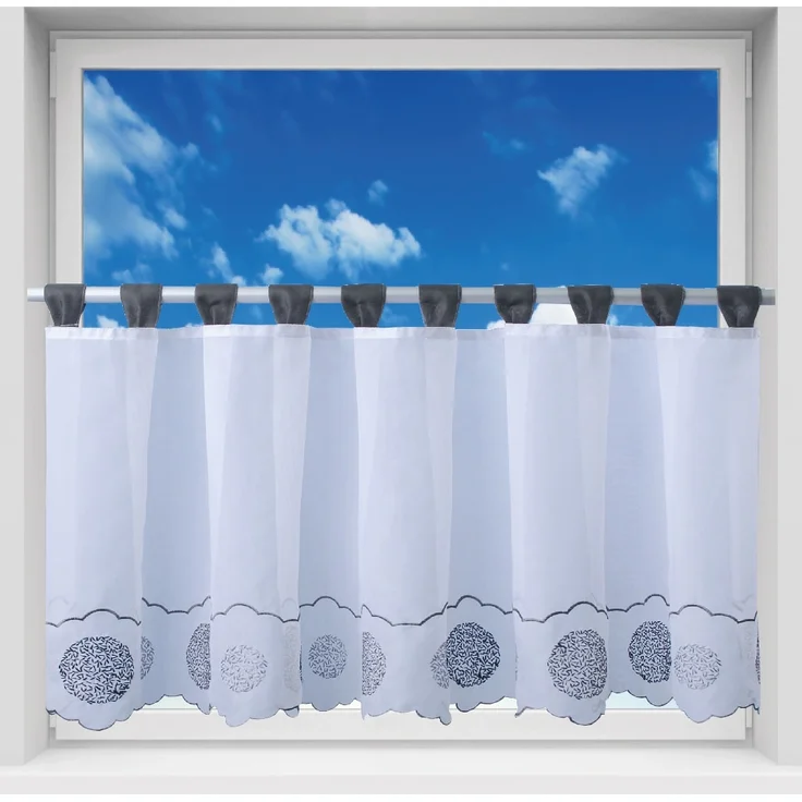 Bistrogardine mit Schlaufen ca. 150x45 cm Auswahl: schwarz - gepunktet – Bild 2