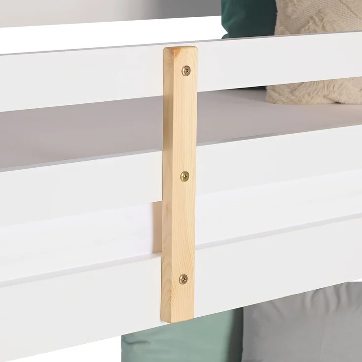 Homestyle4u Kinderbett Etagenbett 90x200 Kinder Dreifachbett Hochbett Weiß Holz Natur Stockbett Spielbett – Bild 9