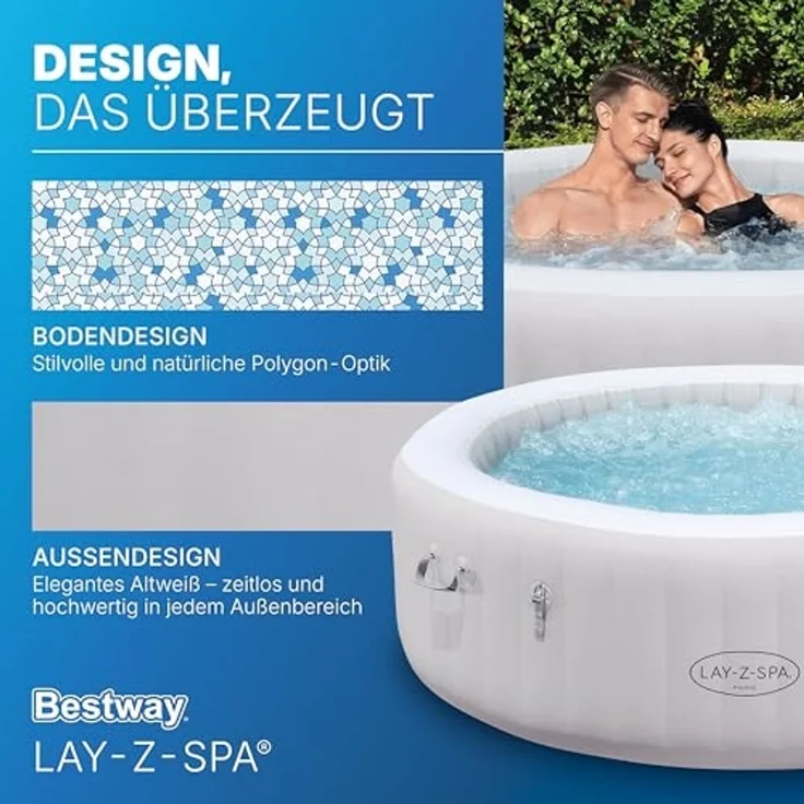 Bestway 'Lay-Z-Spa Paris AirJet' LED Whirlpool Outdoor für 6 Personen, TriTech-Material grau, Ø 196x66 cm – Bild 7