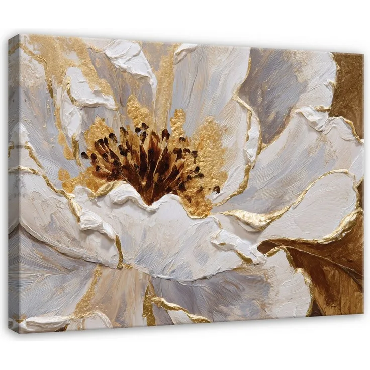Wallarena Leinwandbild Blumen Glamour - Braun - Modern - Wohnzimmer, Blumen, 40 x 30 x 2 cm
