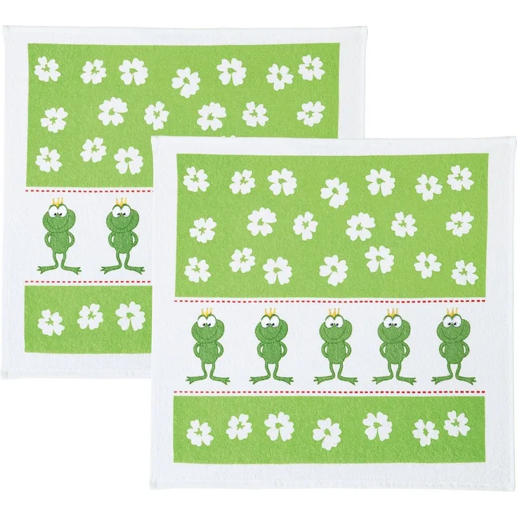 Kracht Geschirrtuch Frottier-Geschirrtuch 2er-Pack, Baumwolle Motiv