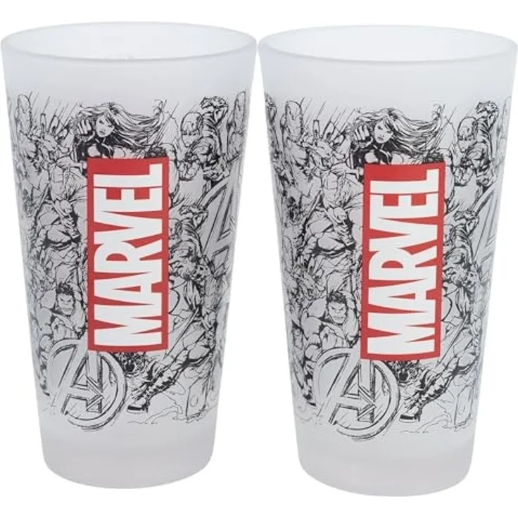 Trinkgläser 2er-Set im Geschenkkarton 480 ml Gläser verschiedene Motive Marvel Avengers