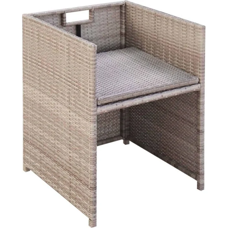 vidaXL 11-tlg. Garten-Essgruppe mit Auflagen Poly Rattan Beige 42557 – Bild 2