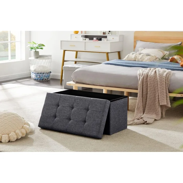 Zedelmaier Sitzbank Sitzbank mit Stauraum, Sitzhocker, Spielzeugtruhe, Fußhocker (ZD76Lenien), Aus MDF-Platte und Lenien. Faltbar, bis 300 kg,Truhenbank