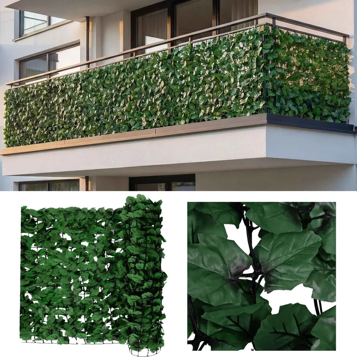 Balkonsichtschutz N77, Sichtschutz Windschutz Verkleidung für Balkon Terrasse Zaun ~ 500x100cm Blatt dunkel