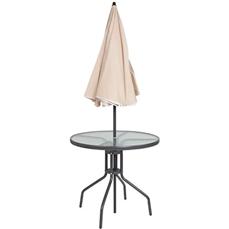 Flash Furniture Nantucket Garten-Set, 6-teilig, Braun, mit Tisch, Sonnenschirm und 4 Klappstühlen – Bild 17