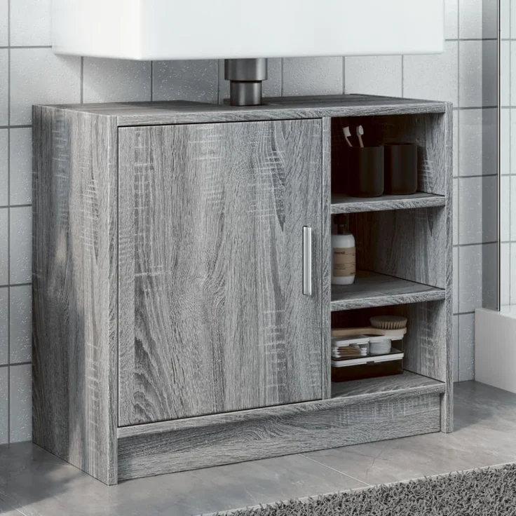vidaXL Waschbeckenunterschrank Grau Sonoma 63x29x55 cm Holzwerkstoff 848134 – Bild 1