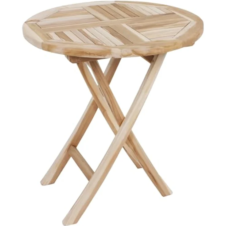 Gartentisch MERLE klappbar rund - Teak, Natur, 70x70x75cm | Klapptisch Esstisch Wetterfest Outdoor Tisch – Bild 2