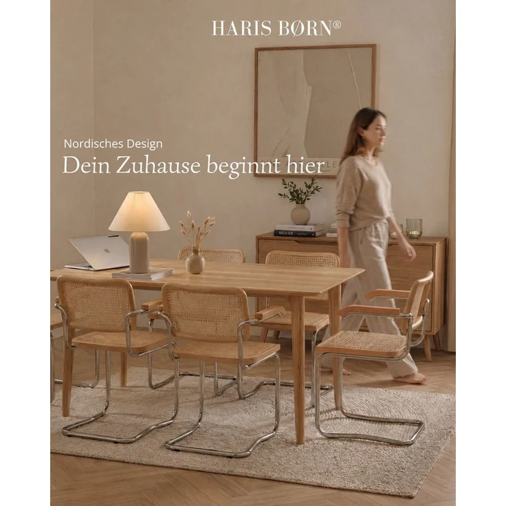 Haris Børn Freischwinger Wiener Geflecht SKØR - Handgefertigt in Italien - Premium Schwingstuhl (Set, 2 St), Hochwertige Freischwinger Stühle - Rattanstühle fürs Esszimmer – Bild 3