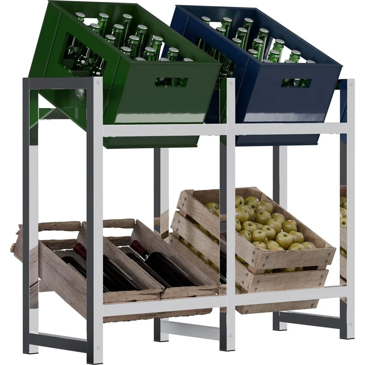 CLP Getränkekistenständer Stack aus Metall freistehend robust stabil,chrom 75x91x31 cm – Bild 1