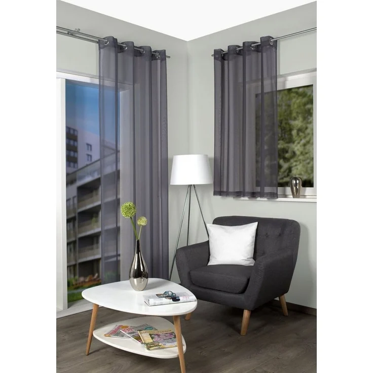 HOME WOHNIDEEN Gardine DOLLY (1 St), Ösen, transparent, Voile, transparent – Bild 3