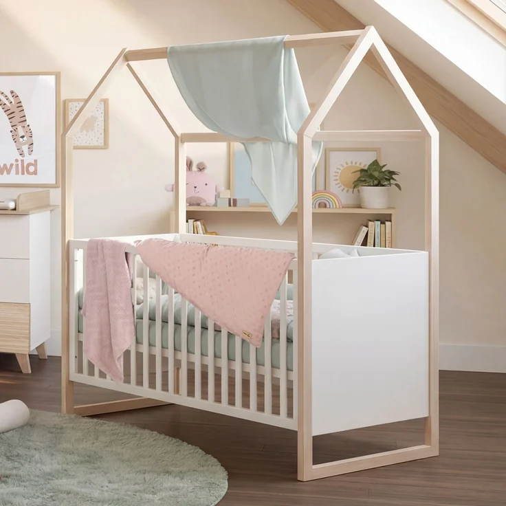 roba Kinderzimmerset Noah - Babyzimmer Set mit Babybett 70 x 140 cm und Wickelkommode - Holz in Weiß & Cashmere - Modernes 2-teiliges Set – Bild 8