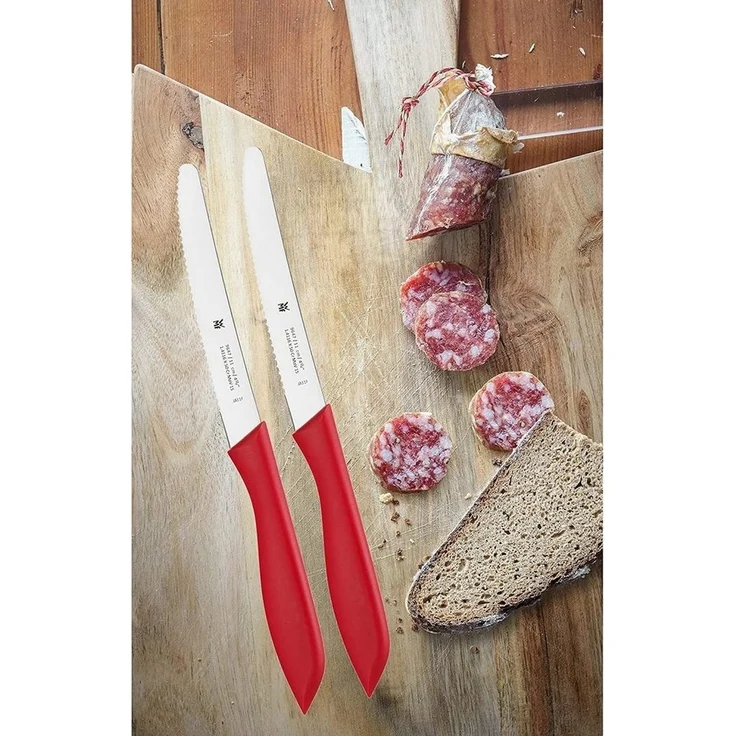 WMF Classic Line Frühstücksmesser Set 6-teilig, 23 cm, Brötchenmesser Wellenschliff, Brotzeitmesser, Spezialklingenstahl, Kunststoffgriff, rot – Bild 2