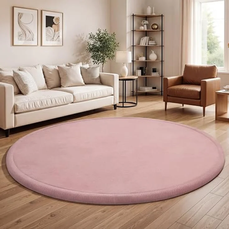 Paco Home Teppich Kinderzimmer Kinderteppich Baby Spielteppich Krabbeldecke Krabbelmatte Weich rutschfest Jungen Mädchen Deko, Grösse:200 cm Rund, Farbe:Pink – Bild 3
