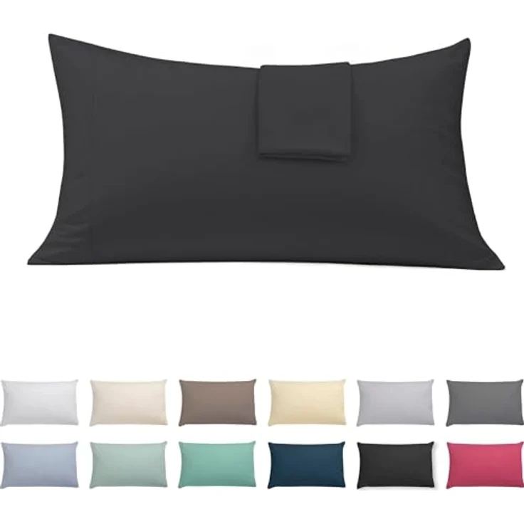 ECOMMERC3 Kissenbezug, 135 cm, extra weich und bequem, schwarzer Kissenbezug, atmungsaktiv, leicht zu waschen, Schwarz – Bild 1