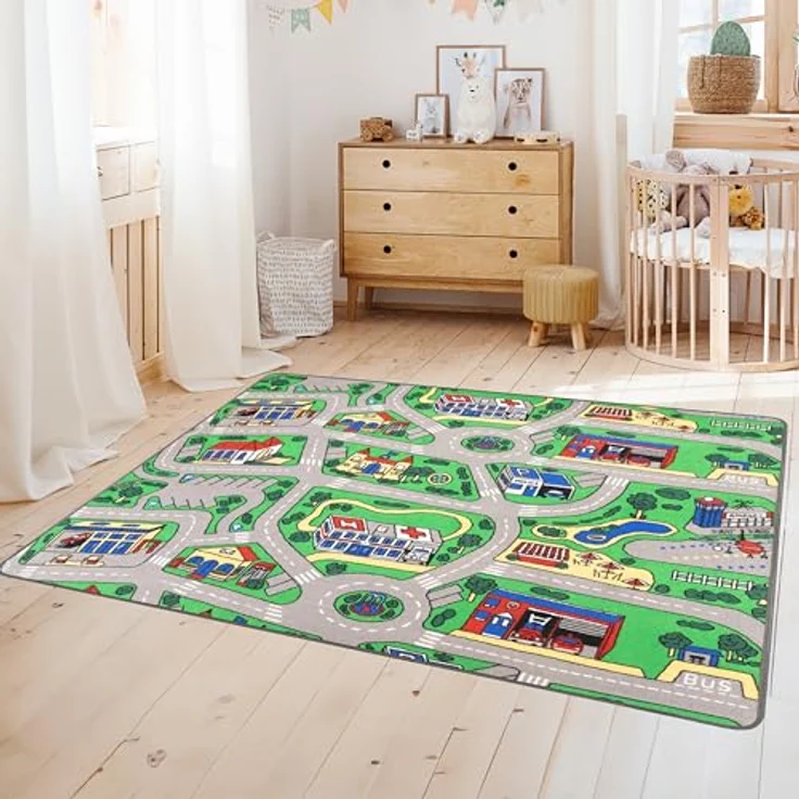 Primaflor Interaktiver Spielteppich CITY - 200x300 cm, Made in Europe Kinderteppich mit Straßenmotiv, Hochwertiger Straßen-Teppich für Kinder- und Spielzimmer, Spielmatte für Jungen und Mädchen – Bild 2