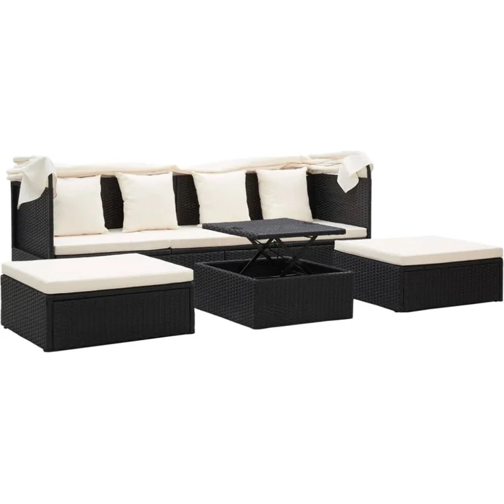 vidaXL Garten-Sonneninsel mit Dach Schwarz Poly Rattan 46156 – Bild 12