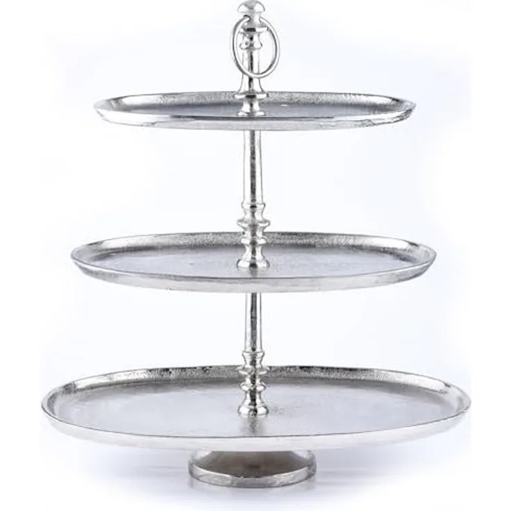 Marrakesch Orient & Mediterran Interior Etagere 3 Etagen Etagere Servierständer Aluminium Annika Oval 48cm, Handarbeit