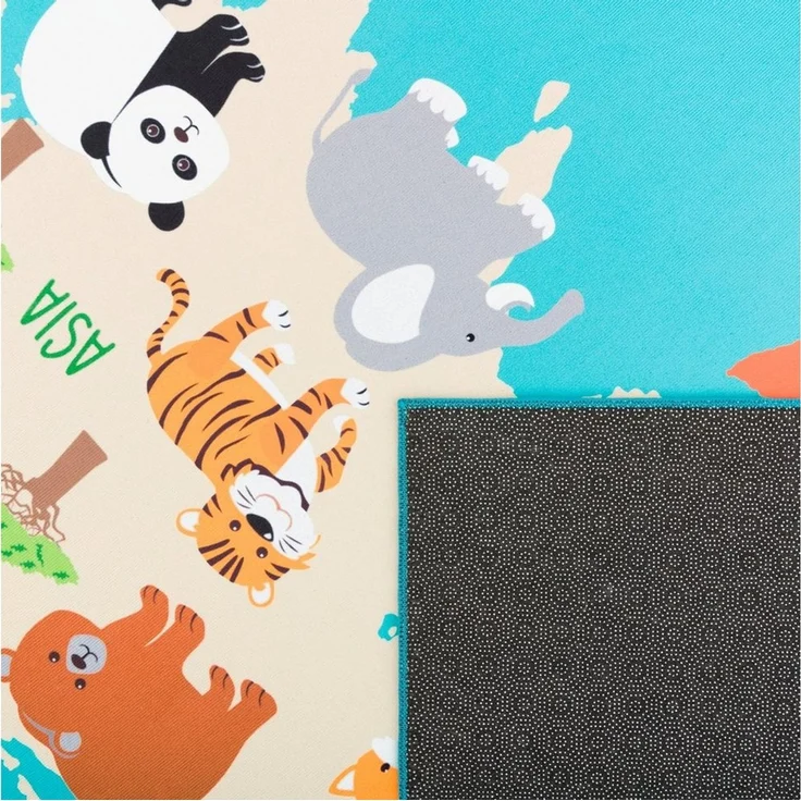 Paco Home Kinderteppich Bino 564, rechteckig, Höhe: 4 mm, Kurzflor, Motiv Weltkarte, Kinderzimmer – Bild 3