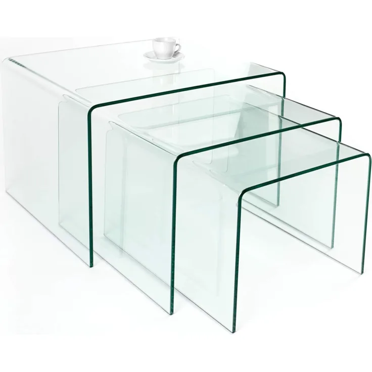 riess-ambiente Couchtisch FANTOME 60cm transparent (Set, 3-St), Wohnzimmer · Glas · eckig · Modern Design