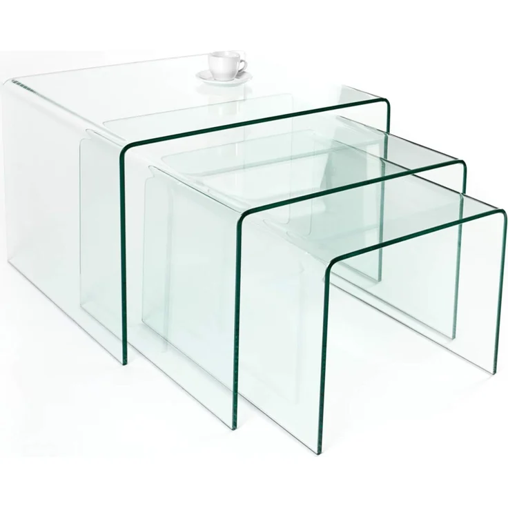riess-ambiente Couchtisch FANTOME 60cm transparent (Set, 3-St), Wohnzimmer · Glas · eckig · Modern Design – Bild 1