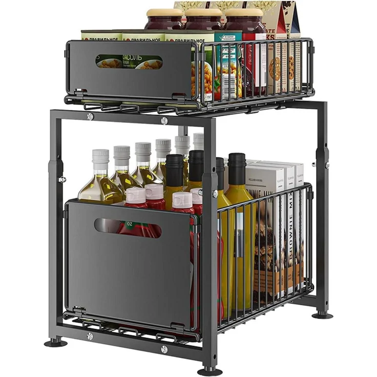 Unterschrank Organizer 2 Etagen Metall küchenregal Badezimmer Arbeitsplatte – Bild 1