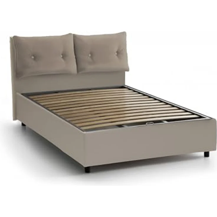 Talamo Italia - Einzelbett Milena, Bettkasten mit Kunstlederbezug, 100 % Made in Italy, Öffnung vorne, geeignet für Matratze 80 x 190 cm, taubengrau – Bild 7