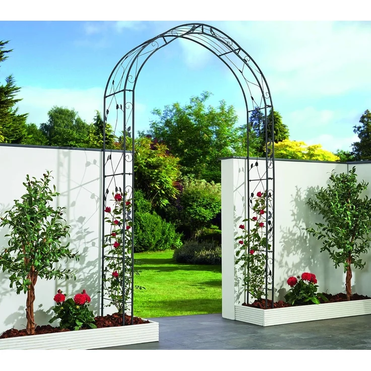 Rosenbogen LINA Schwarz Stahl | Gartenbogen Metall Rankhilfe Rosenhilfe – Bild 2