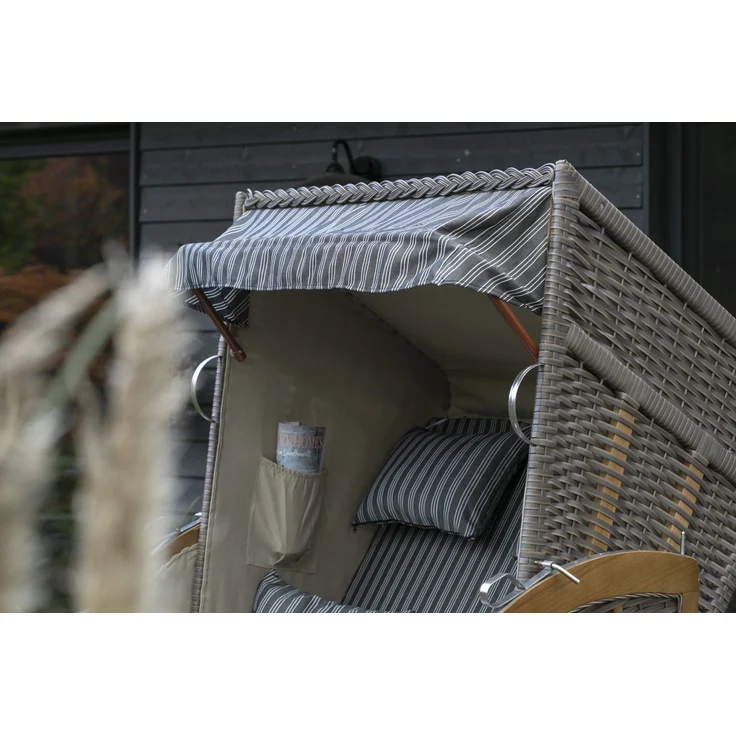 Strandkorb Komplettset - bene living - Schleswig Pinie - PE mokka - Modell 553 – Bild 8