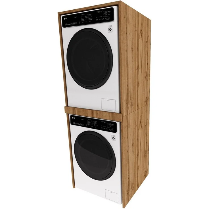 TREND WERK Waschmaschinenumbauschrank Waschturm für Waschmaschine & Trockner (in der Standardvariante (66×65×180 cm) und der Slim (66×51,2×180 cm), Waschmaschinen Überbauschrank in zwei Tiefen: 65 cm und 51,2 cm) Offenes Bad- & Hauswirtschaftsregal – f... – Bild 4