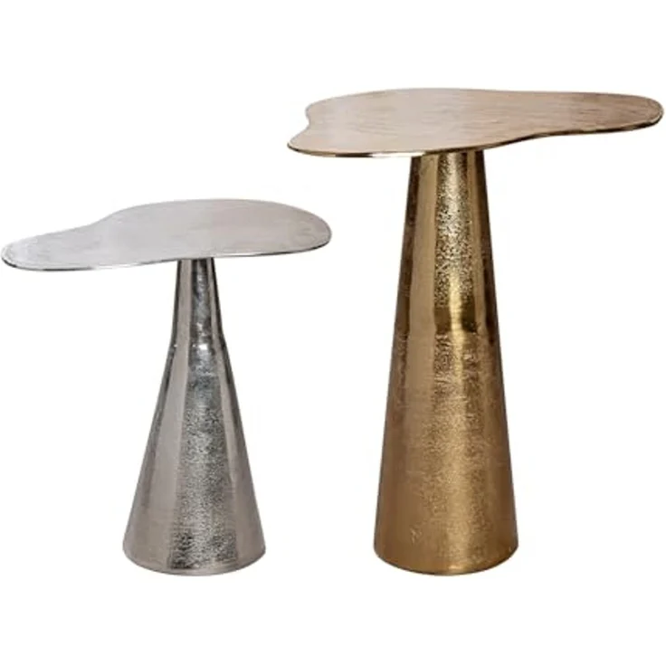 GILDE 2er Set Beistelltisch Organica aus Aluminium - organische Form - metallische Optik - goldfarben/silberfarben - Höhe 59cm x Breite 58cm – Bild 1