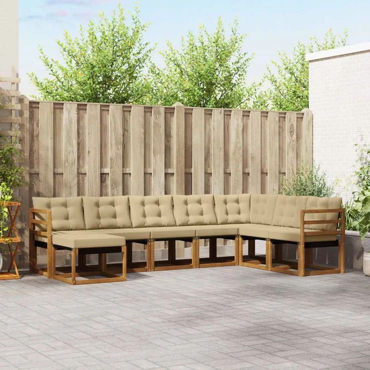 vidaXL Outdoor-Sofagarnitur 8 stk. 8-Sitzer Natur und Beige 3368944 – Bild 1