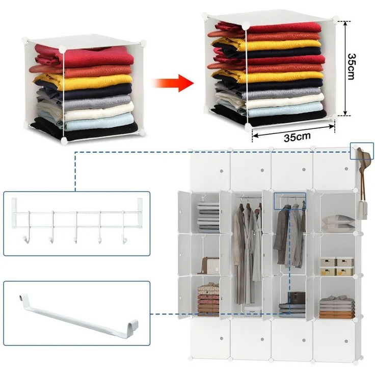 FIVMEN Kleiderschrank DIY Regalsystem Platzsparendes Steckregalsystem – Bild 3
